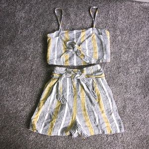 Bershka Yellow striped Set